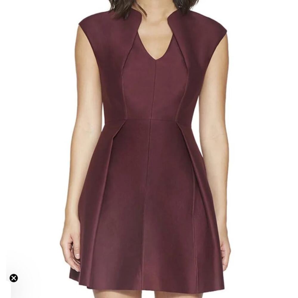 NWT Halston Heritage Womens Cocktail Dress Burgundy Red Size 12 Wedding Guest